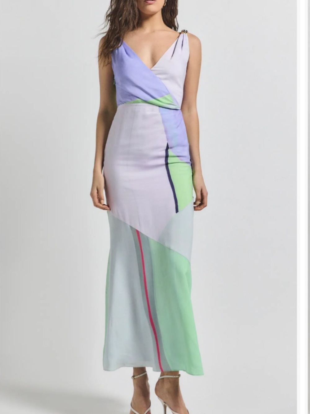 10 Crosby Derek Lam Pastel Colorblock Maxi Dress in Lavender, Mint & Soft Pink